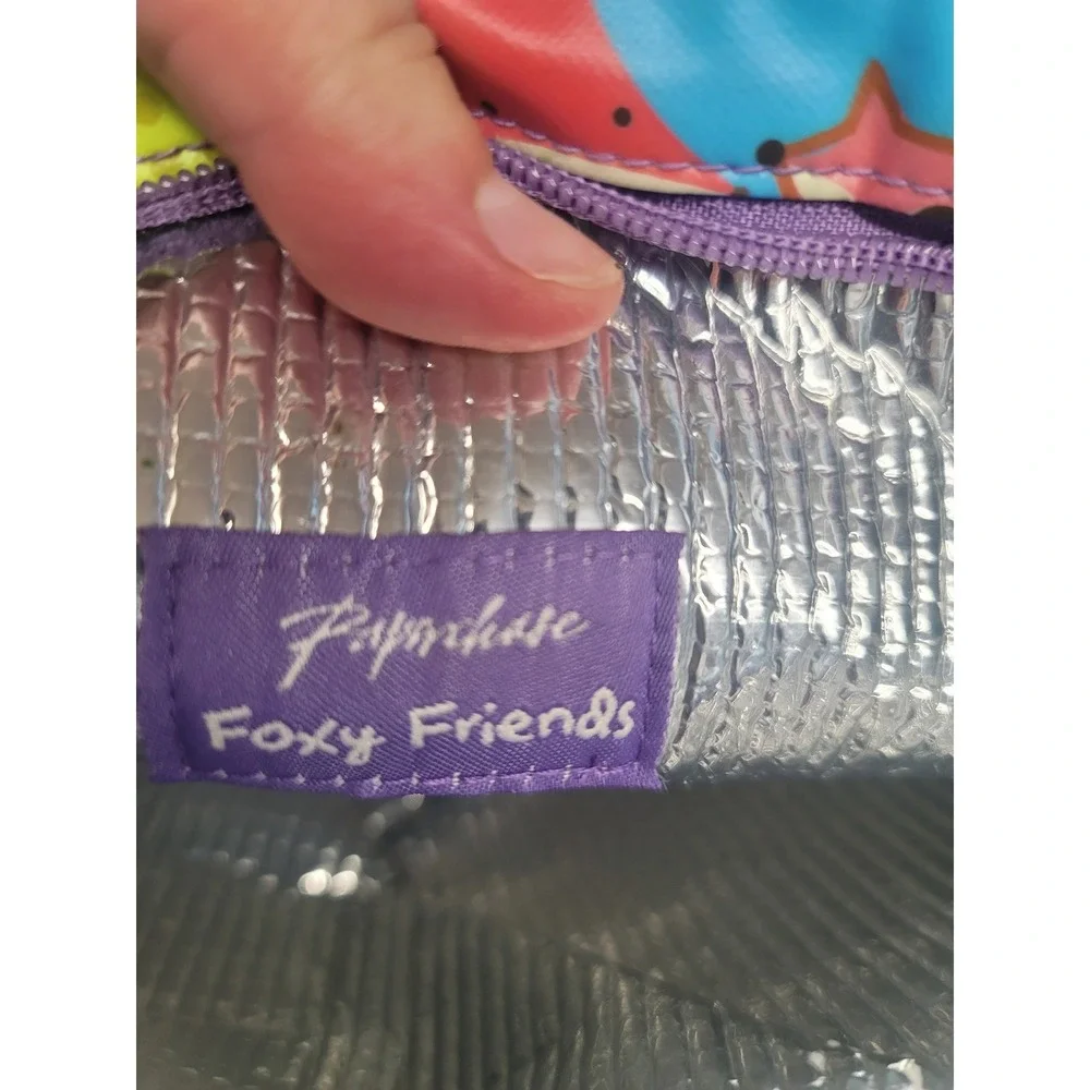 Paperchase Foxy Friends Insulated Zip Lunch Tote Bag Fox Print Brown Handles‎